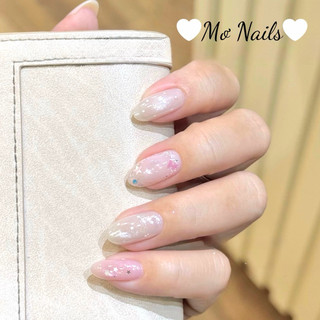 (Tặng hộp,keo) Nail Box Thiết Kế Móng Úp, Móng Giả Dễ Thương Nền Thạch Hồng Phối Trắng Mắt Mèo Nhũ  M48
