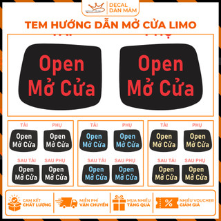 Tem dán hướng dẫn mở cửa LIMO “Open Mở Cửa” – Rõ ràng, chuyên nghiệp, dễ sử dụng