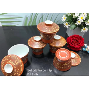 Set chén trà có nắp truyền thống/Gốm Nhật 2hand/Gốm Nhật hàng tuyển