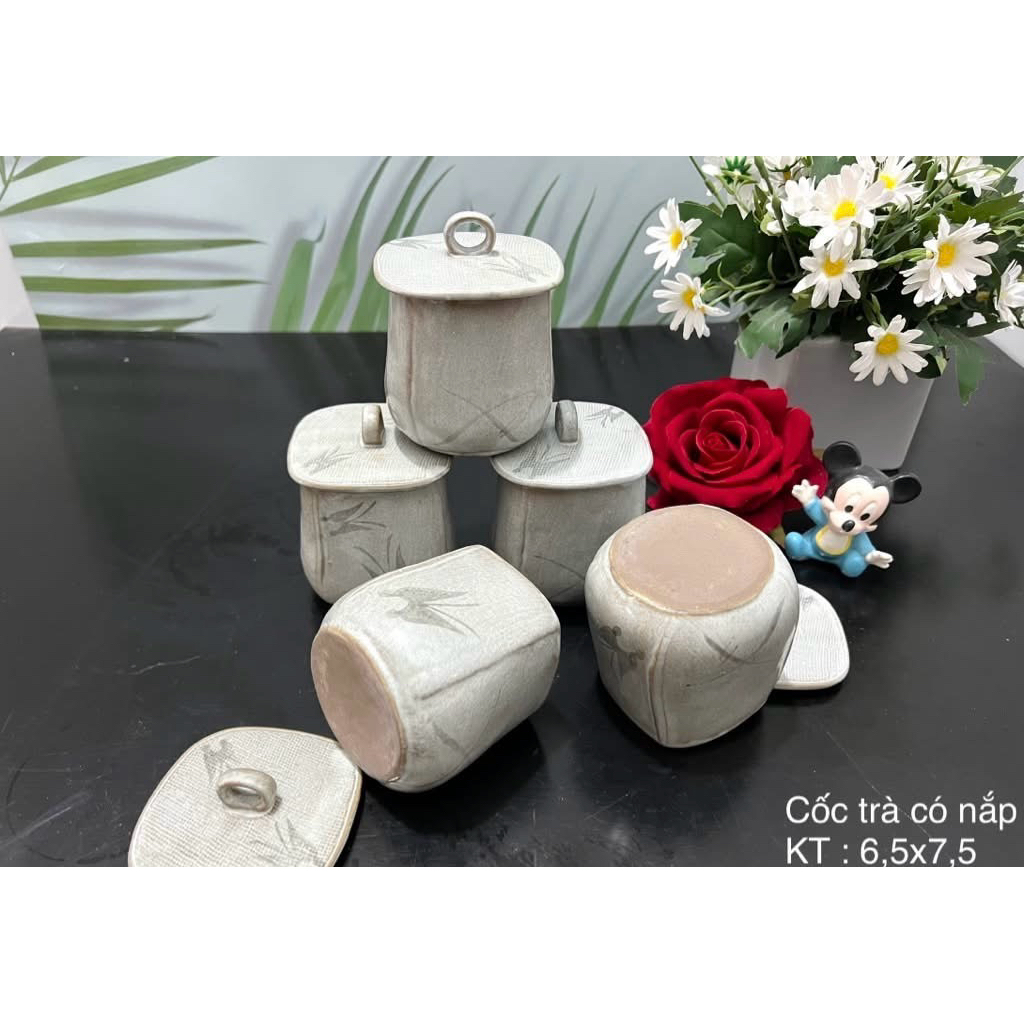 (Ảnh thật) Set chén trà có nắp truyền thống/Gốm Nhật 2hand/Gốm Nhật hàng tuyển