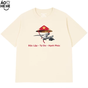 Áo Thun Con Cò Việt Nam Độc Lập Tự Do Hạnh Phúc, Tự Hào Dân Tộc, Dành Tặng Bạn Bè Form Rộng Cotton 230gsm