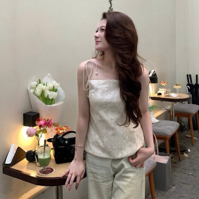 Áo ren hoa 2S thiết kế dáng suông phối viền voan cao cấp tiểu thư sang chảnh , Áo kiểu nữ mặc đi biển đi chơi hàng ngày