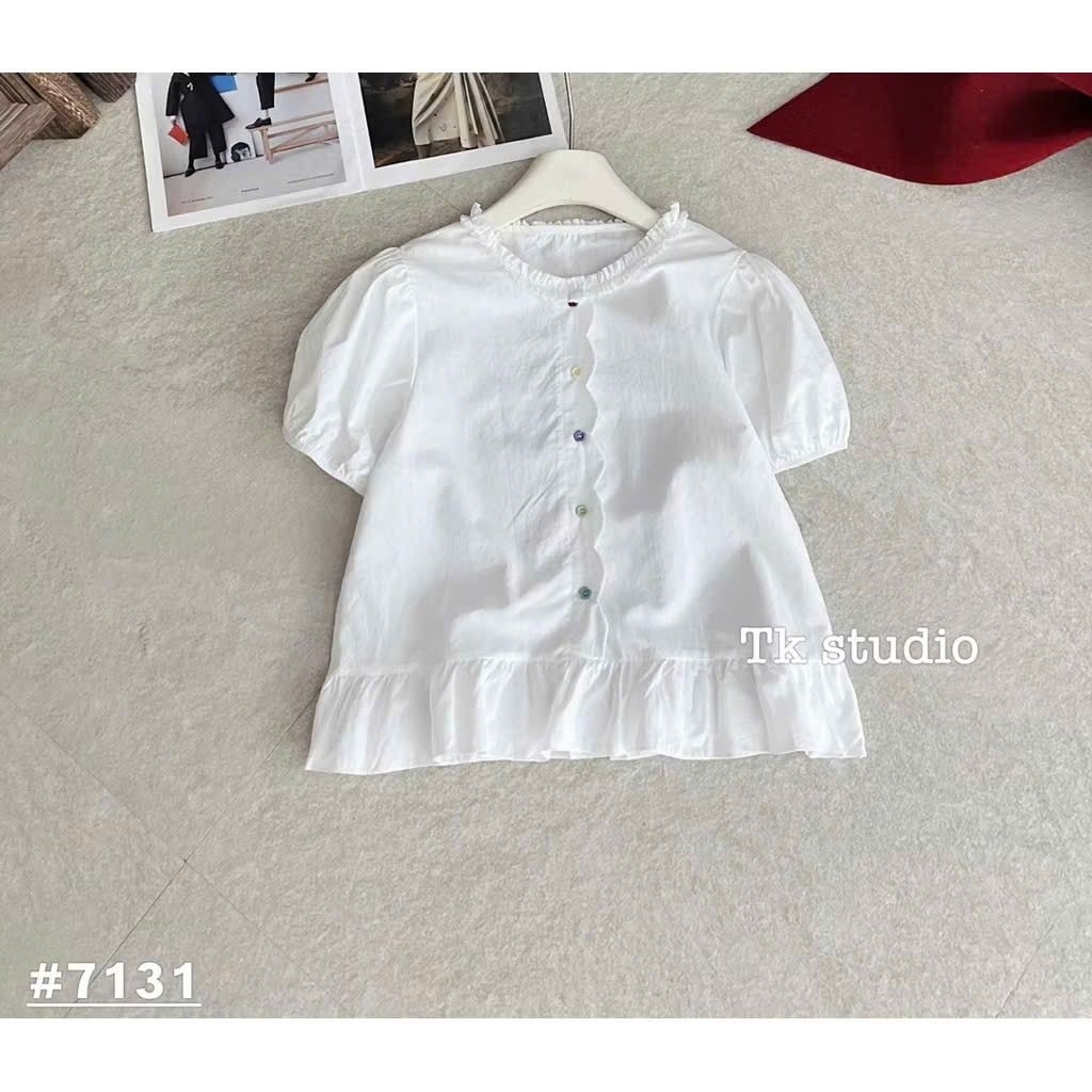 [𝑯𝒂 𝑨𝒏𝒉] Áo Sơ Mi Cộc Cổ Tròn Khuy Sóng QCL1