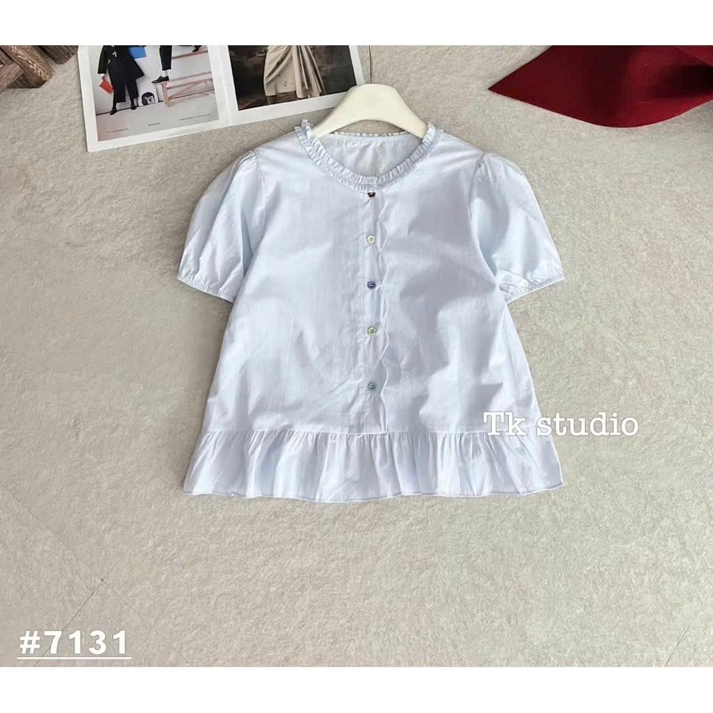 [𝑯𝒂 𝑨𝒏𝒉] Áo Sơ Mi Cộc Cổ Tròn Khuy Sóng QCL1