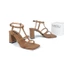 Sandal Cao Gót 7P Đế Vuông Quai Ngang 3 Dây LAURA HADU M7159 Da Vân Siêu Bền BH 12T