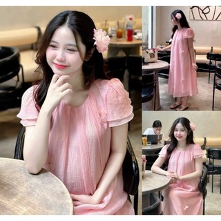 Váy bầu tết tơ thiết kế độc đáo YOARI chất liệu tơ mềm mại thoải mái phù hợp cho mùa hè