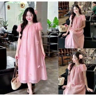 Váy bầu tết tơ thiết kế độc đáo YOARI chất liệu tơ mềm mại thoải mái phù hợp cho mùa hè