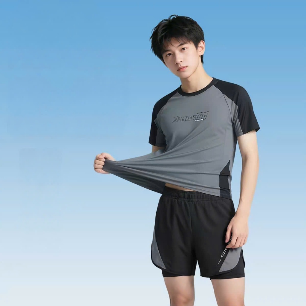 [Size 15-80kg]Đồ bơi nam cao cấp giữ nhiệt quần bơi 2 lớp áo tay ngắn Chất Vải Co Dãn tốt phong cách thể thao