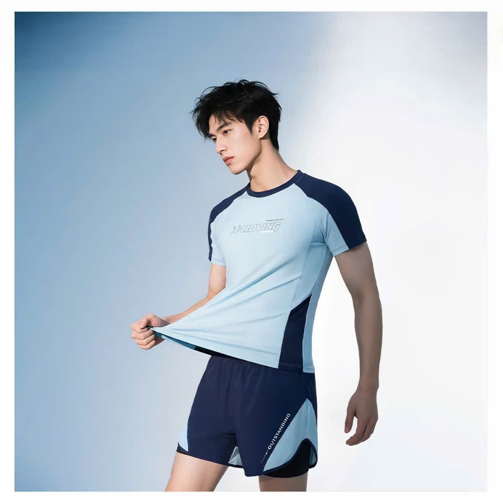 [Size 15-80kg]Đồ bơi nam cao cấp giữ nhiệt quần bơi 2 lớp áo tay ngắn Chất Vải Co Dãn tốt phong cách thể thao