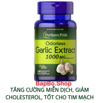 Viên uống tinh dầu tỏi odorless Garlic Extract 1000mg 100v puritan's Pride