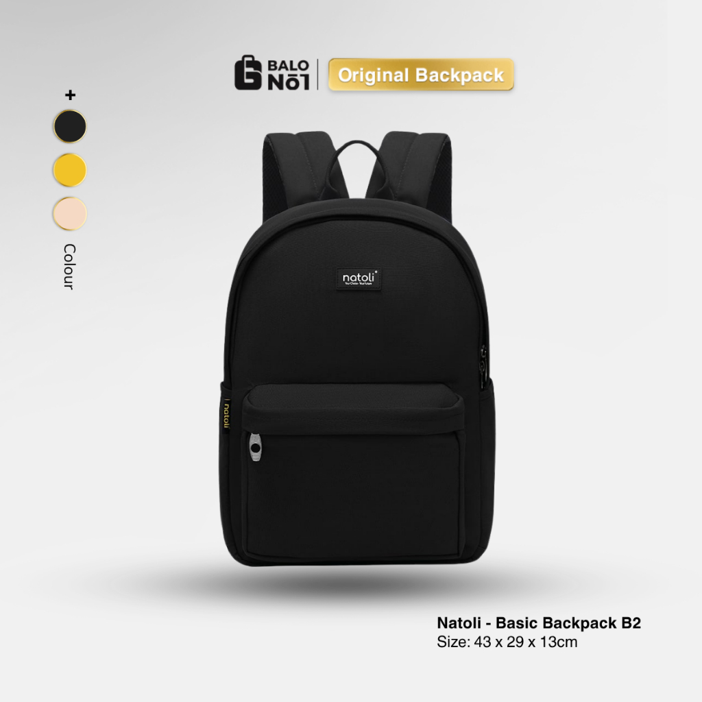 Balo đi học nam nữ Natoli Basic Backpack B2  nhiều ngăn chống nước