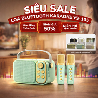Loa Bluetooth Mini Karaoke Kèm 2 Mic YS-103 / YS-105 Không Dây Đổi Giọng Hát Bass Mạnh Nhỏ Gọn Pin Trâu