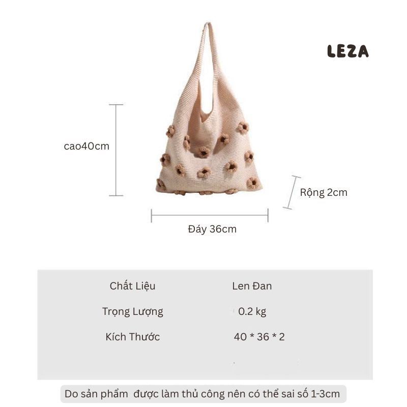 LEZA - Túi Tote Len Đan/Dệt Kim Phong Cách Hàn Quốc Cho Nữ Nhẹ Nhàng Cá Tính