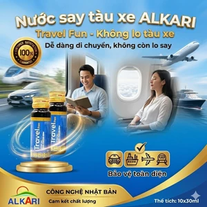 Nước chống say tàu xe, máy bay, tàu thủy Travel Fun ALKARI công nghệ Nhật chiết xuất thảo dược và nước ion