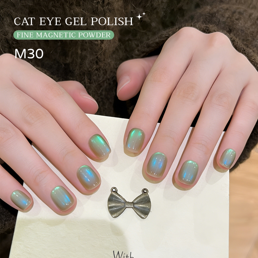 XEIJAYI 10ml - Sơn móng tay dạng gel mắt mèo màu xanh bạc hà Aurora, bền màu và thời trang, thích hợp để tự làm.