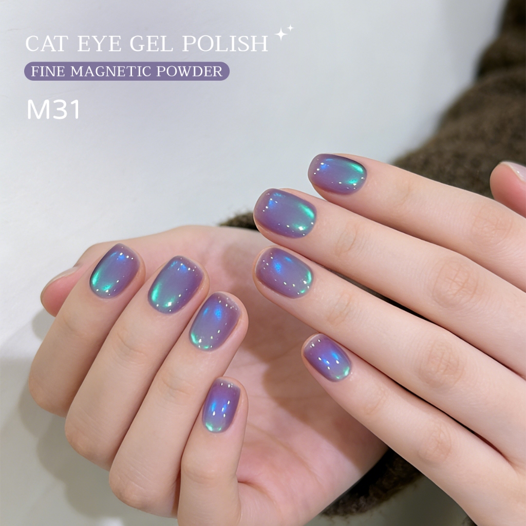 XEIJAYI 10ml - Sơn móng tay dạng gel mắt mèo tím xanh Aurora, thích hợp sử dụng tại nhà và trong salon.