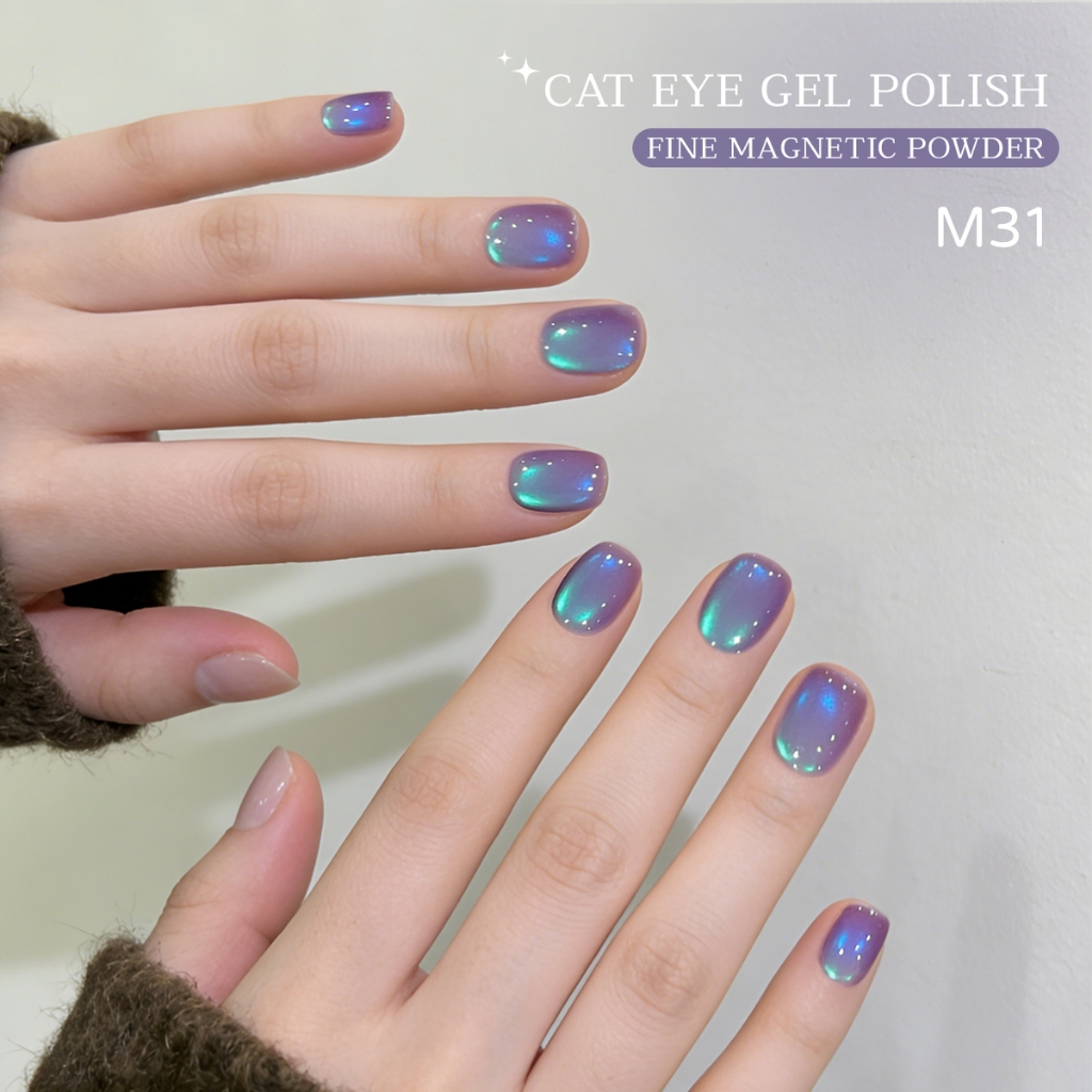 XEIJAYI 10ml - Sơn móng tay dạng gel mắt mèo tím xanh Aurora, thích hợp sử dụng tại nhà và trong salon.