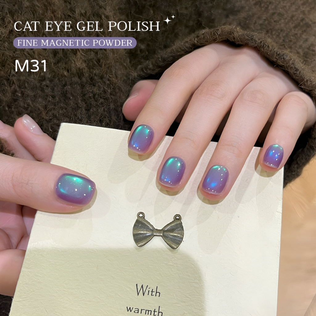 XEIJAYI 10ml - Sơn móng tay dạng gel mắt mèo tím xanh Aurora, thích hợp sử dụng tại nhà và trong salon.