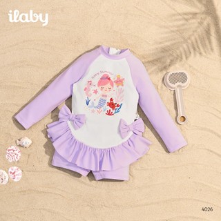 [TẶNG TÚI] Bộ đồ bơi bé gái dài tay ILABY HCM họa tiết nàng tiên cá chất liệu thun lạnh co giãn chống nắng [4026]