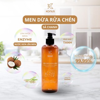 [COMBO 3 CHAI] Men Dừa Rửa Chén Bát Thiên Nhiên Konus Homecare Tinh Dầu Sả Chanh Làm Sạch Dầu Mỡ Khử Mùi 500ml