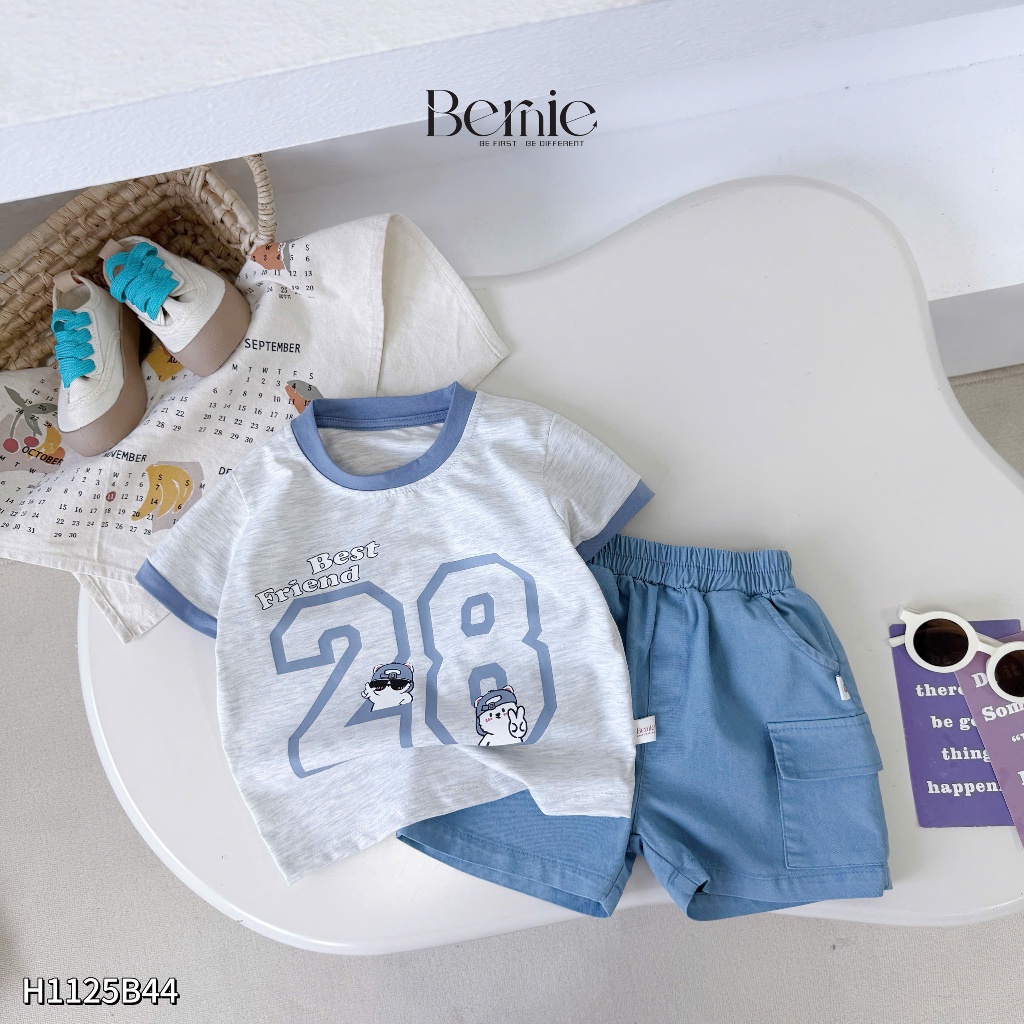 Set cộc tay Best Frend in số 28 Bernie chất liệu cotton phối quần kaki mềm mát cho bé trai 9-28kg