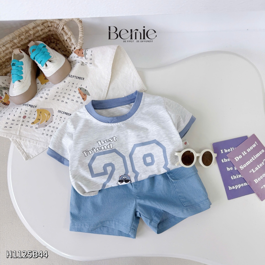 Set cộc tay Best Frend in số 28 Bernie chất liệu cotton phối quần kaki mềm mát cho bé trai 9-28kg