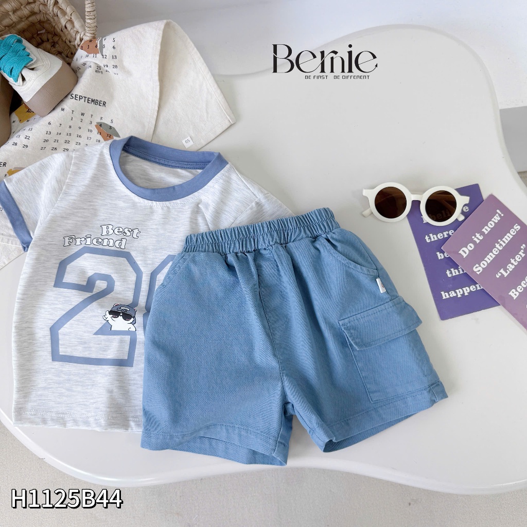 Set cộc tay Best Frend in số 28 Bernie chất liệu cotton phối quần kaki mềm mát cho bé trai 9-28kg