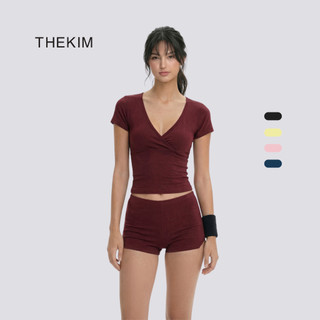 [ DEAL MỞ BÁN ] THEKIM Set Áo ngắn tay cổ V và quần short nhún cạnh chất liệu rib cotton mềm CS398361