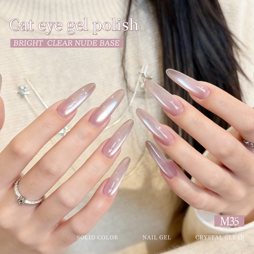 XEIJAYI 10ml - Trà sữa Nude Powder Cat's Eye Gel Sơn móng tay, bóng lâu, phù hợp với tiệm làm móng và mọi tông màu da.