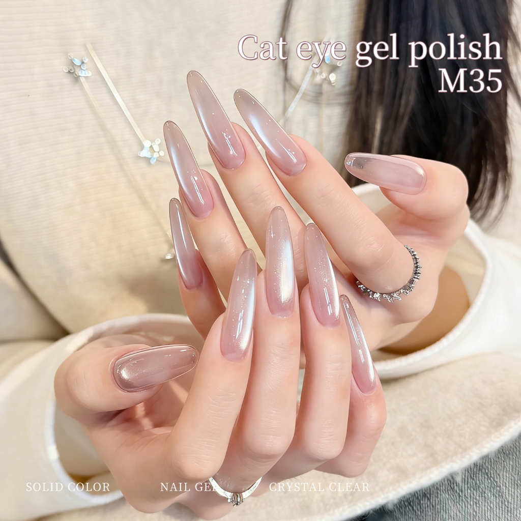 XEIJAYI 10ml - Trà sữa Nude Powder Cat's Eye Gel Sơn móng tay, bóng lâu, phù hợp với tiệm làm móng và mọi tông màu da.