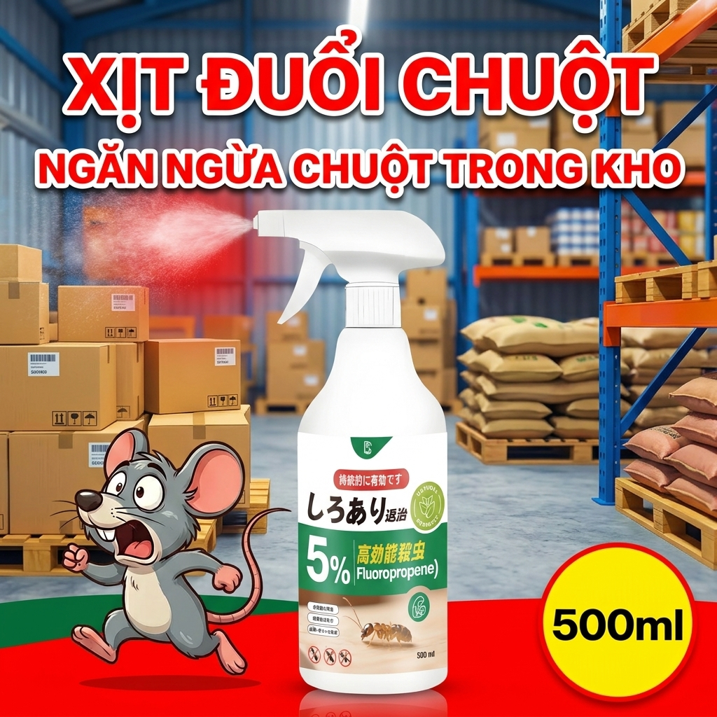 🐀 Xịt đuổi chuột 500ml – Làm chuột không còn đường sống, chiết xuất thực vật, an toàn cho mẹ & bé ✅