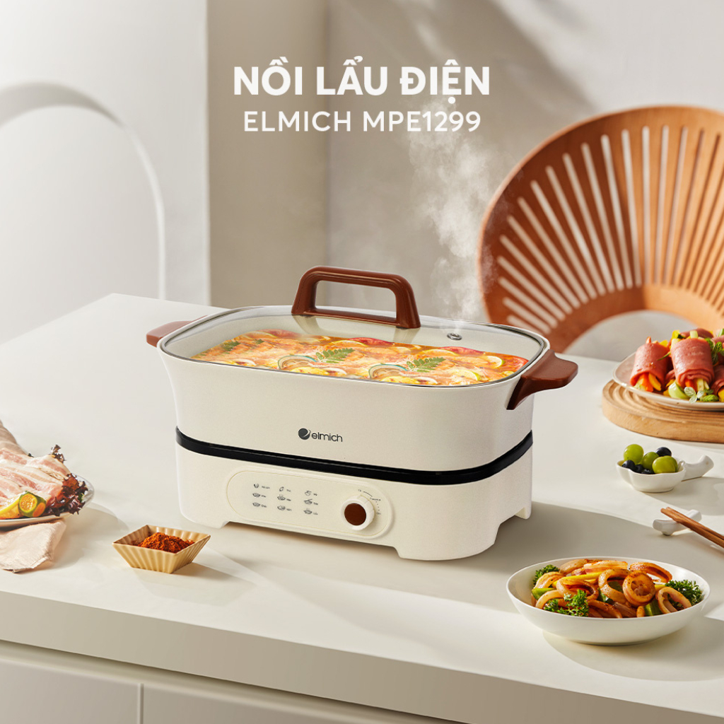 Nồi Lẩu Điện Đa Năng Elmich | Lòng nồi Chống Dính 1–2 Ngăn, Nấu Lẩu Chiên Xào, Tiện Dụng Gia Đình