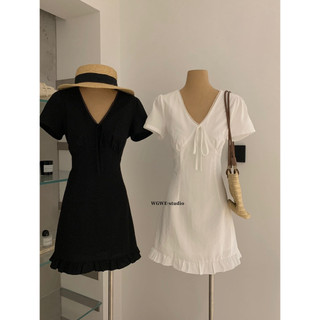𝐏𝐡𝐢𝐞𝐧 𝐖𝐆𝐖𝐄 | (Sẵn) w9212 Váy Thô Cổ V Dáng Ngắn Bèo Viền