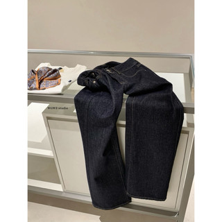 𝐏𝐡𝐢𝐞𝐧 𝐖𝐆𝐖𝐄 | w9258 Quần Jean Xanh đậm Ống Suông Đứng Cúc Kép Túi Nắp Sau
