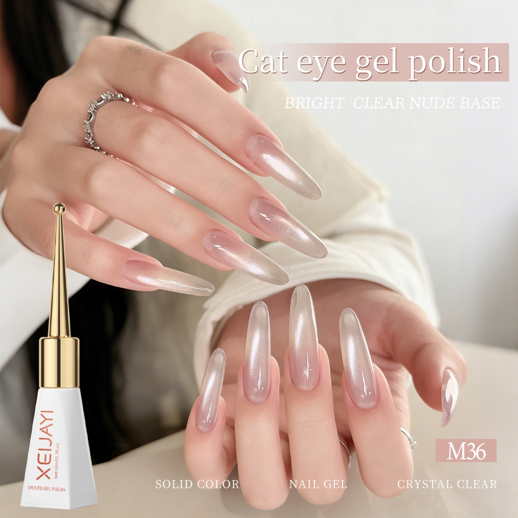 XEIJAYI 10ml - Sơn gel móng tay màu nude mắt mèo mới, hoàn hảo để tự làm nghệ thuật vẽ móng tại nhà.