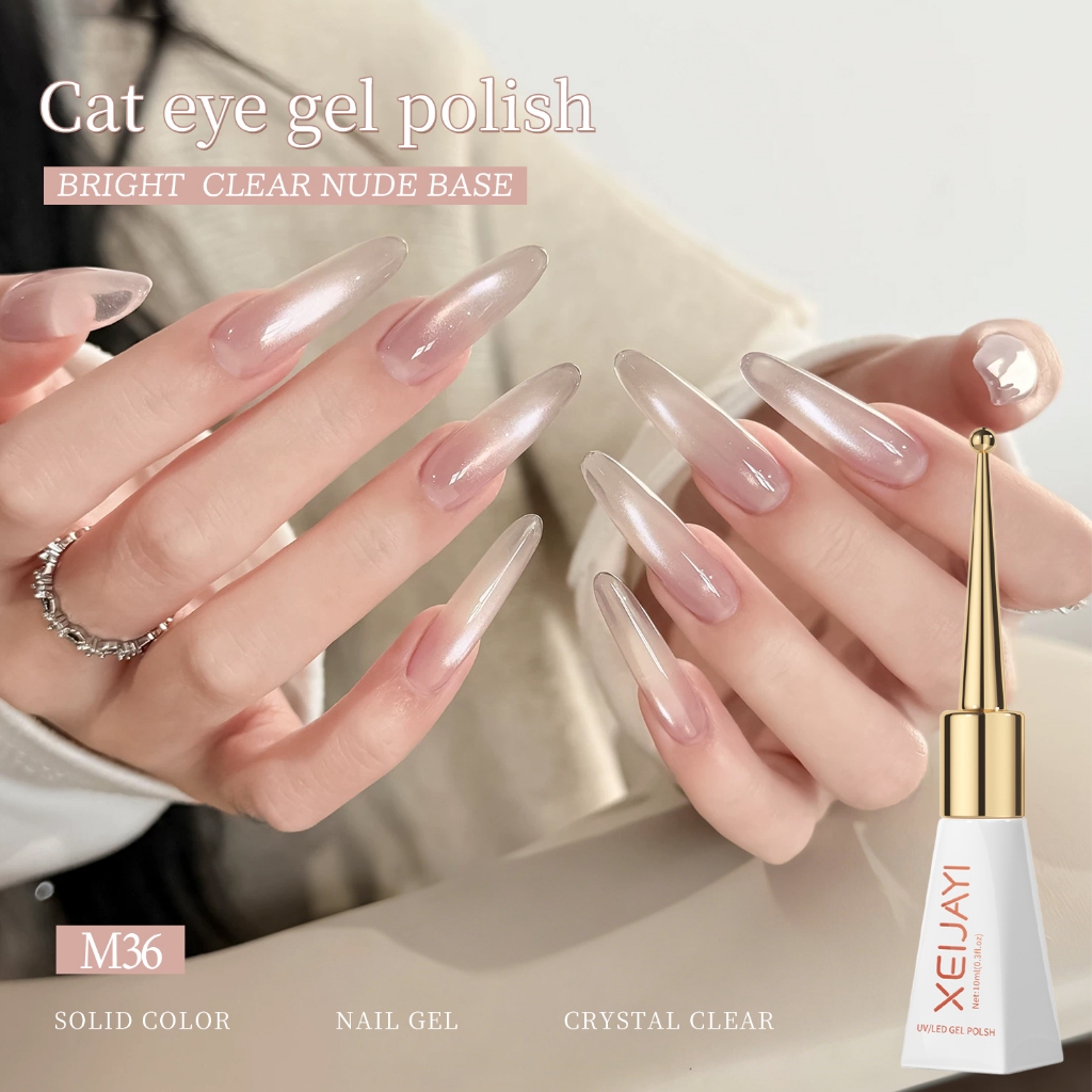 XEIJAYI 10ml - Sơn gel móng tay màu nude mắt mèo mới, hoàn hảo để tự làm nghệ thuật vẽ móng tại nhà.