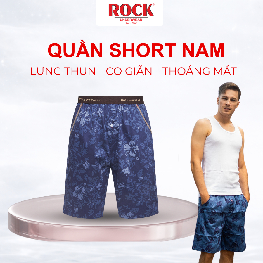 Quần Short Nam ROCK 5047 lưng thun bản to mạnh mẽ, cá tính mặc nhà, đi biển, đi chơi
