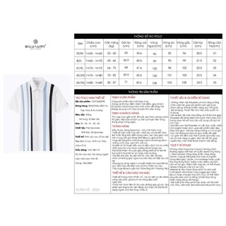 [T7_SALE 20%_HT] Áo Polo Trắng Thiết Kế Đường Kẻ Sọc 1APCS645TRK Biluxury Cao Cấp Kháng Khuẩn Bền Màu