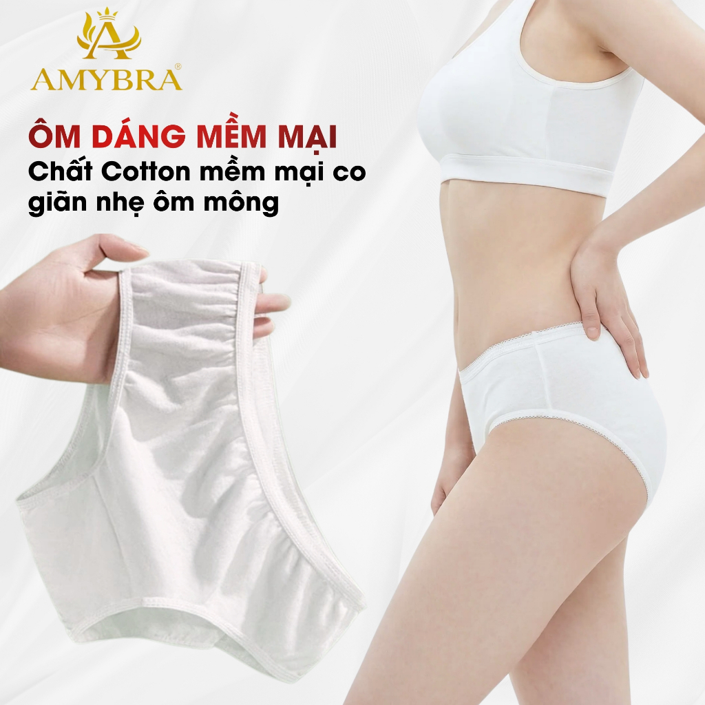 Combo Quần Lót Nữ Cotton Sử Dụng Một Lần Tiện Lợi, Quần Chip Dùng Một Lần Kháng Khuẩn AMYBRA L474