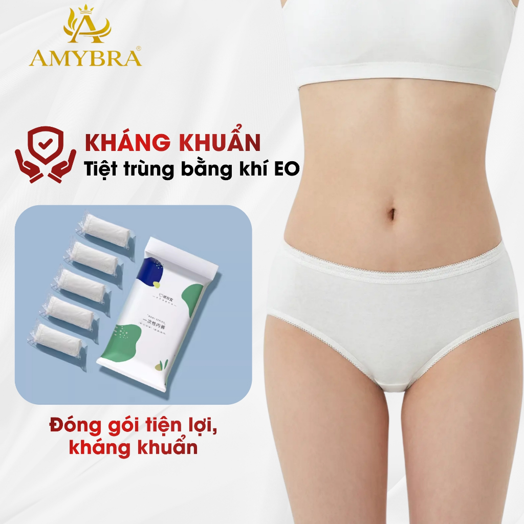 Combo Quần Lót Nữ Cotton Sử Dụng Một Lần Tiện Lợi, Quần Chip Dùng Một Lần Kháng Khuẩn AMYBRA L474