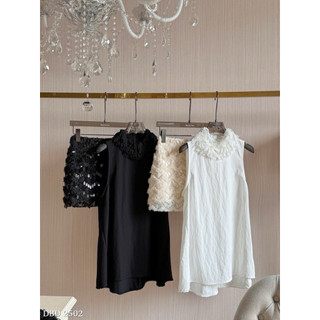 Set Áo Thô Cổ Tua Rua Mix Chân Váy Kim Sa Chuẩn Linh Hoàng