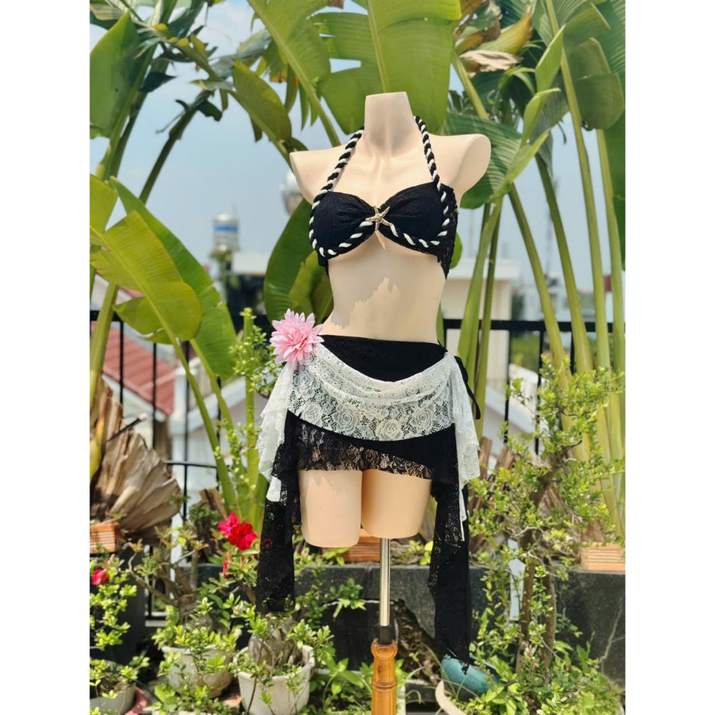 Set Bikini ,Đồ đi Biển 3 chi tiết chất ren mền mại, phối phụ kiện sang chảnh LB57