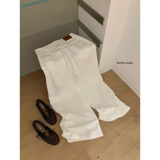 𝐏𝐡𝐢𝐞𝐧 𝐖𝐆𝐖𝐄 | (Sẵn) w9228 Quần Jean Trắng Ống Suông Rộng Túi Trước Sau