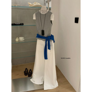 𝐏𝐡𝐢𝐞𝐧 𝐖𝐆𝐖𝐄 | (Sẵn) w9228 Quần Jean Trắng Ống Suông Rộng Túi Trước Sau