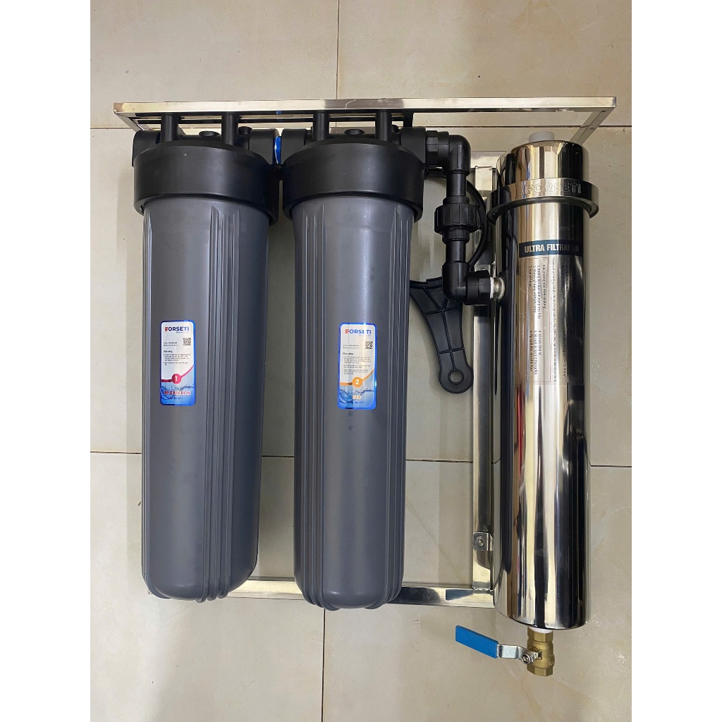 Bộ Máy Lọc Tổng Đầu Nguồn UF Bao Gồm 2 Lõi Béo+ Màng UF 3000 L/H Lõi 2 CTO Than Nén Dùng :Lọc Sinh Hoạt (Treo Tường)