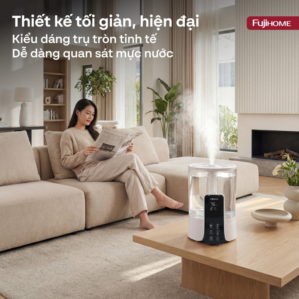 Máy phun sương tạo ẩm không khí UVC Ionizer Nhập Khẩu FUJIHOME HM06EUV 6L, máy khuếch tán tinh dầu