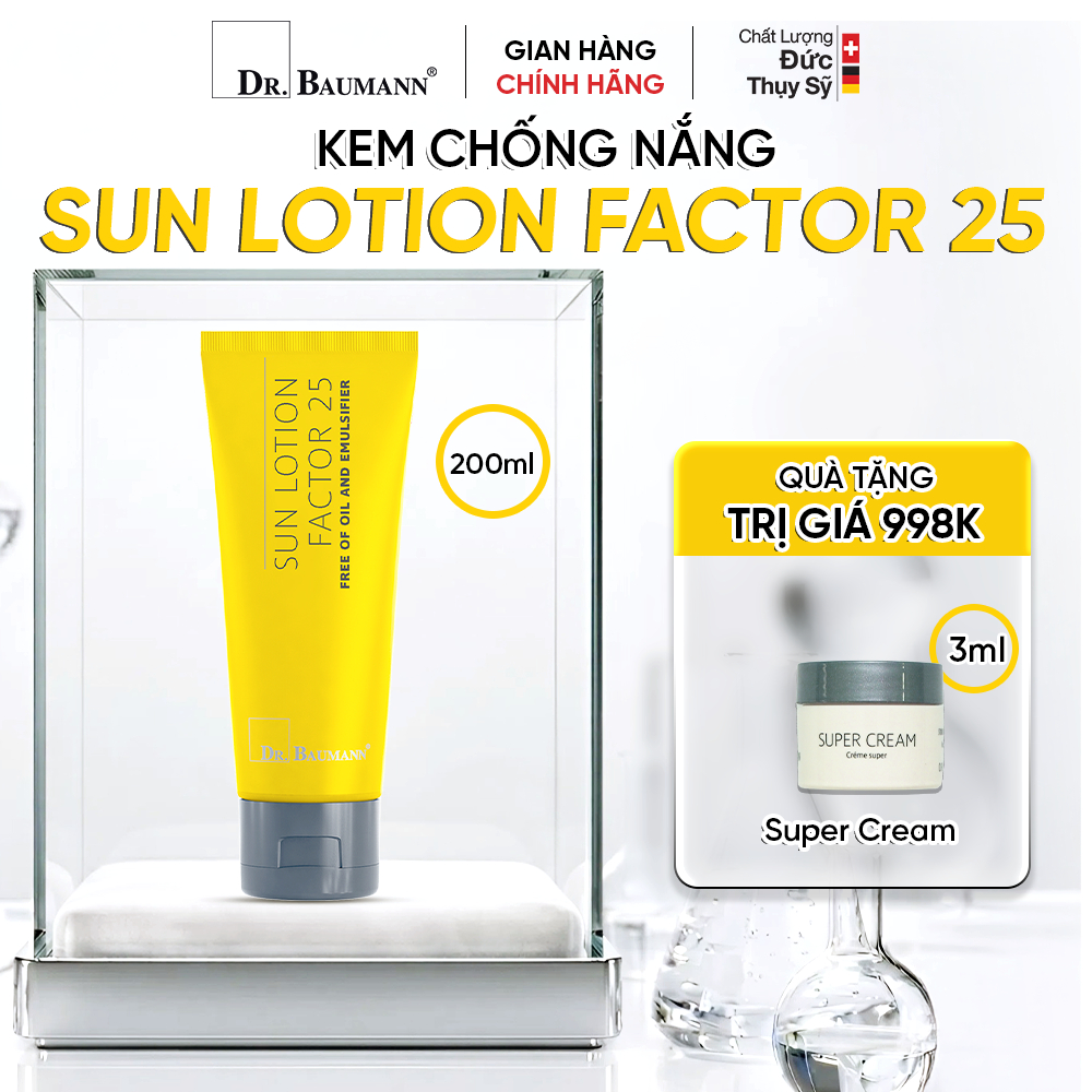[Tặng 2 Whitening Cream] Chống Nắng Mát Da Kiềm Dầu Với Vitamin E Cho Da Nhạy Cảm Dr.baumann Sun Lotion Fact - Hình Ả...
