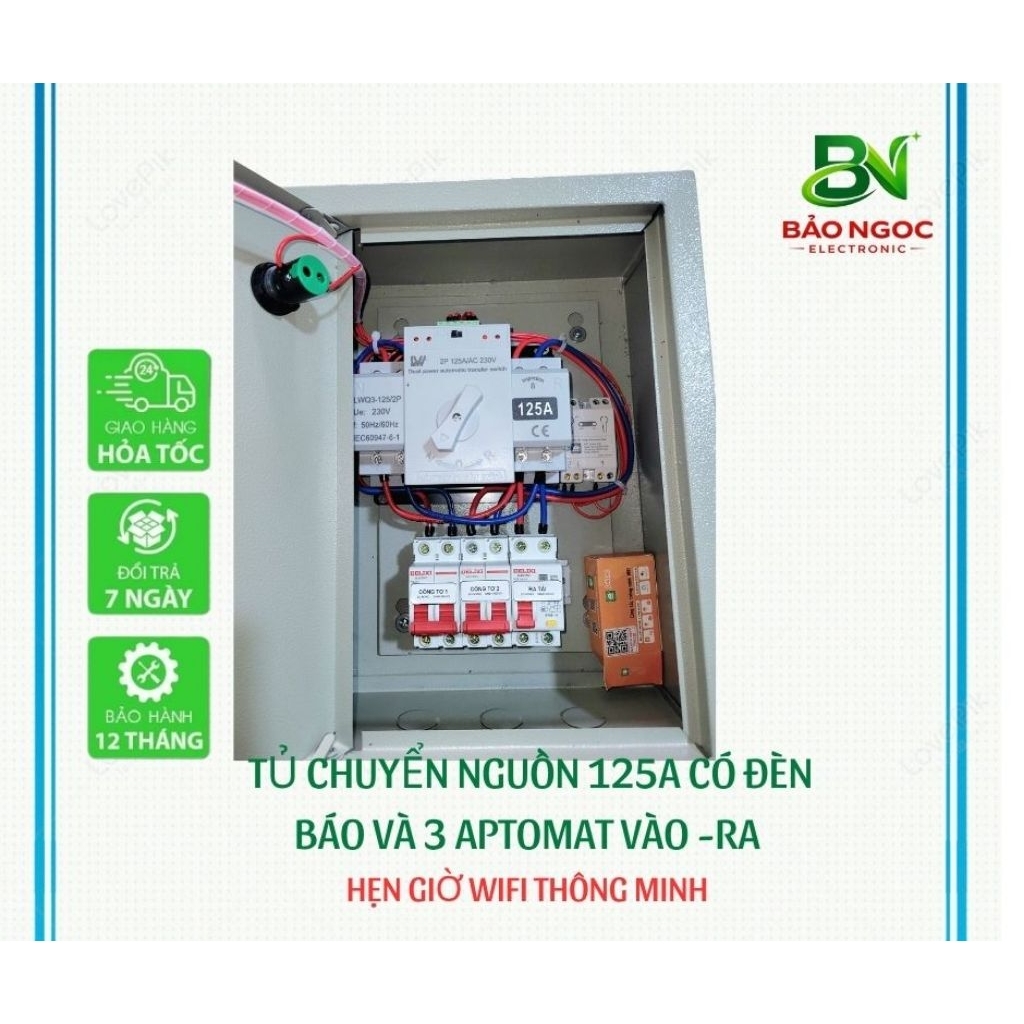 Bộ chuyển nguồn 2 công tơ tự động - Ats - cầu dao điện tự động 125A _ Bảo hành 12 tháng