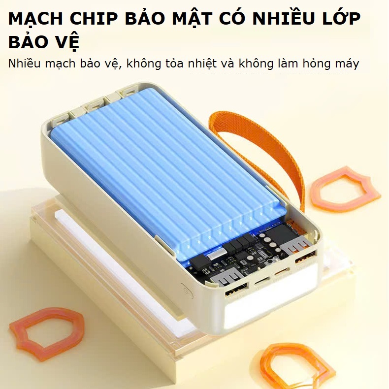 Pin sạc dự phòng 50000mAh Gutek GT240 sạc nhanh 22,5W có dây cắm nhiều điện thoại