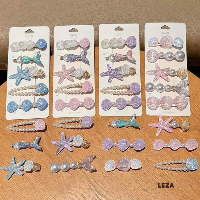LEZA - SET 5 kẹp tóc hoa/gấu bông dễ thương cho nữ phong cách Hàn Quốc